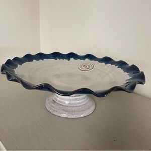 Studio Pottery  Pedestal Cake, Stand Pie Plate 11” Diameter